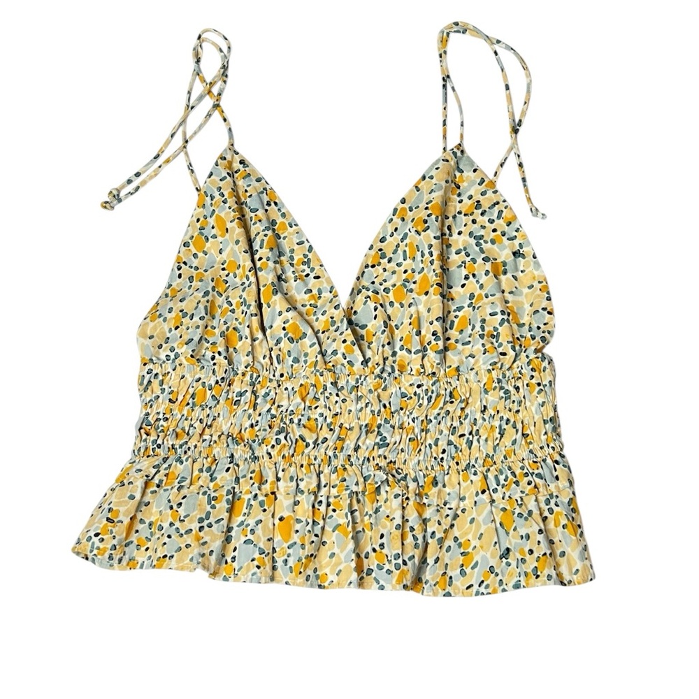 Sim & Sam Smocked Floral Print Crop Top – Size XL  (NWT)